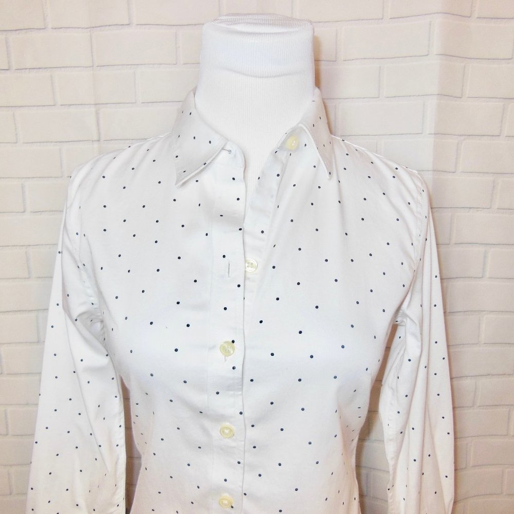 Banana Republic Polka Dot White Button Down xs 2